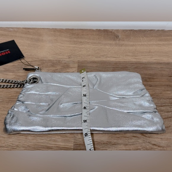 NEW HOBO Vintage Y2K Metallic Gathered Leather Chain Wristlet/Clutch